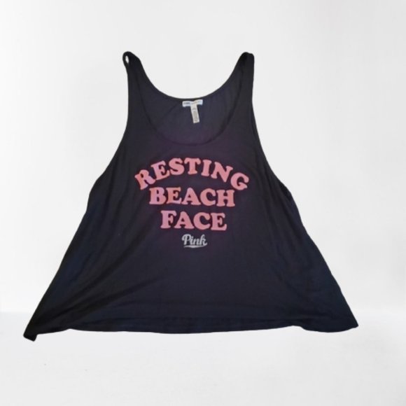 PINK Victoria's Secret Tops - Victoria Secret Pink Resting Beach Face flowy tank